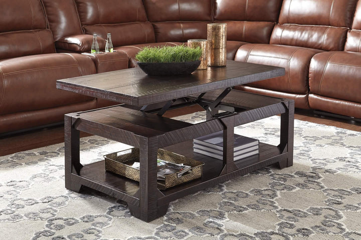 Rogness Coffee Table with Lift Top T745-9 Brown/Beige Casual Cocktail Table Lift By Ashley - sofafair.com