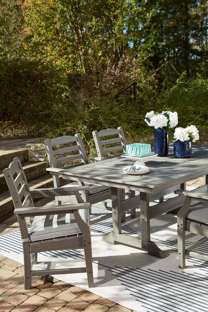 P802-625 Black/Gray Contemporary Visola Outdoor Dining Table By Ashley - sofafair.com