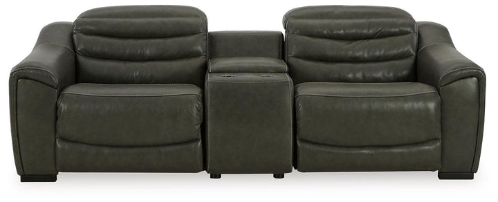 Center Line 3-Piece Power Reclining Loveseat with Console U63404S2 Black/Gray Contemporary Motion Sectionals By Ashley - sofafair.com
