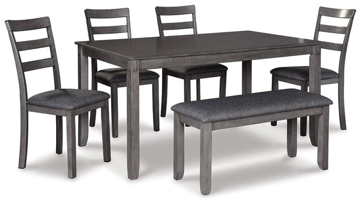 Bridson Dining Table and Chairs with Bench (Set of 6) D383-325 Black/Gray Casual Casual Tables By Ashley - sofafair.com