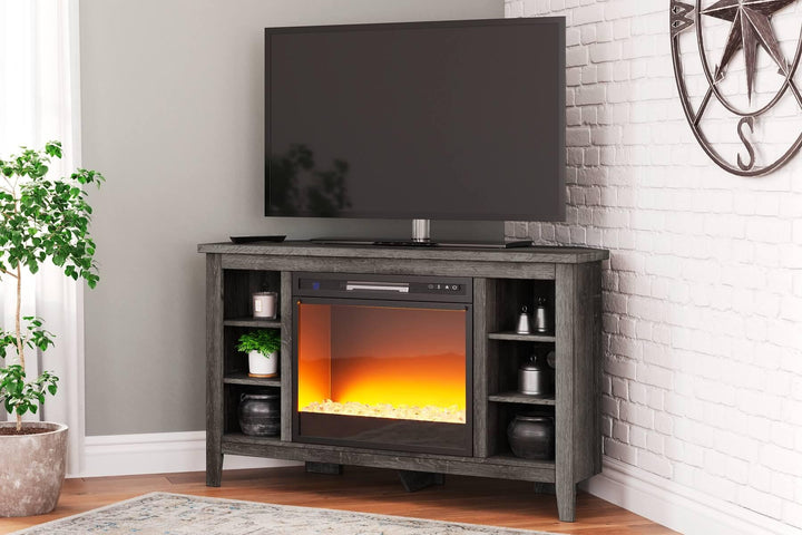 W275W5 Brown/Beige Contemporary Arlenbry Corner TV Stand with Electric Fireplace By AFI - sofafair.com