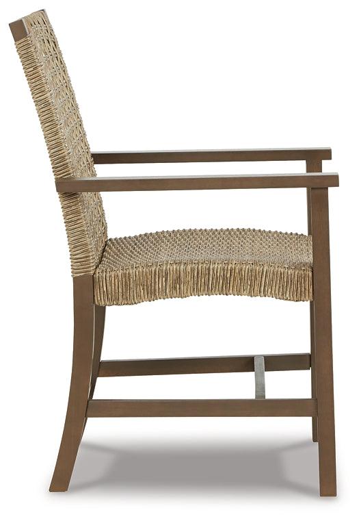 Germalia Outdoor Dining Arm Chair (Set of 2) P730-601A Brown/Beige Casual Outdoor Dining Chair By Ashley - sofafair.com