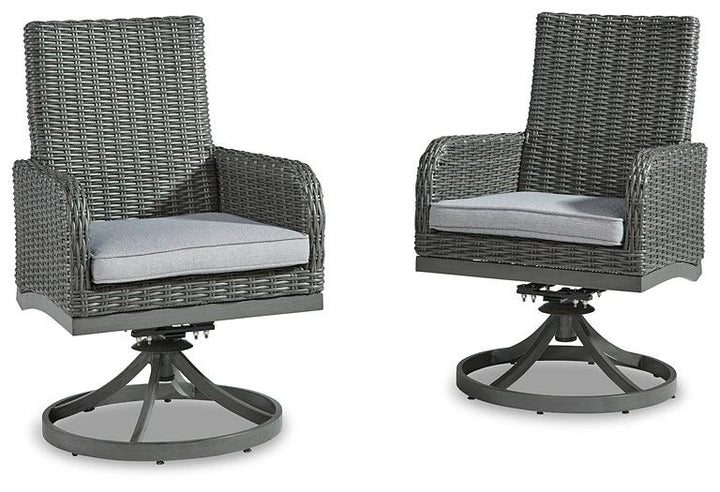 Elite Park Swivel Chair with Cushion (Set of 2) P518-602A Black/Gray Casual Outdoor Dining Chair By Ashley - sofafair.com