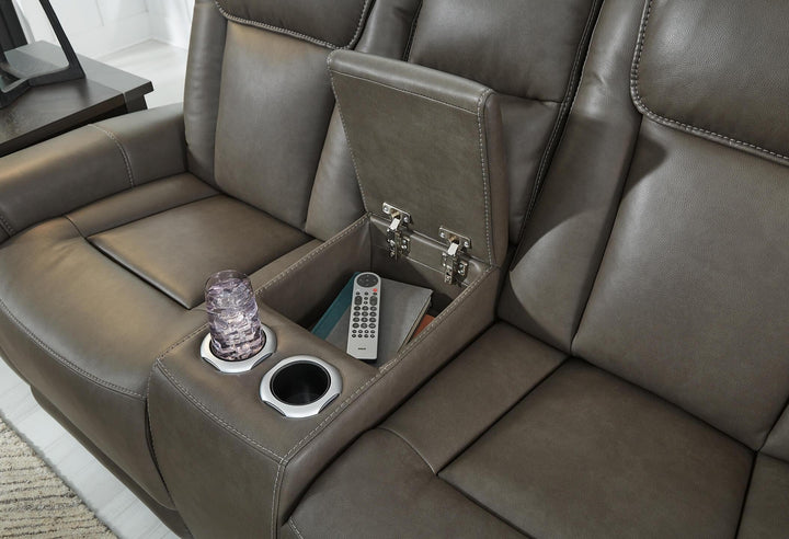 Card Player Power Reclining Loveseat 1180818 Black/Gray Contemporary Motion Upholstery By AFI - sofafair.com