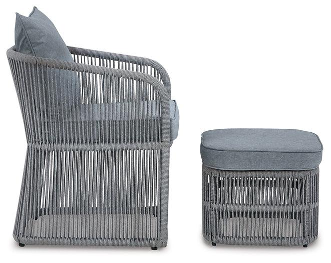 Coast Island Outdoor Chair with Ottoman and Side Table P313-046 Black/Gray Casual Outdoor Chat Set By Ashley - sofafair.com