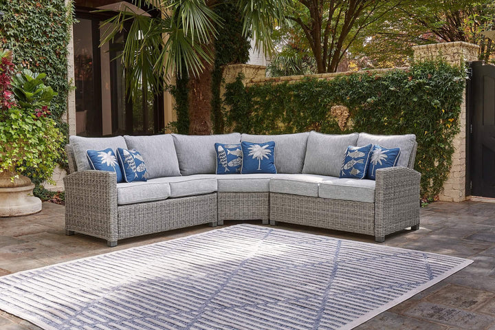 P439P1 Black/Gray Casual Naples Beach 3-Piece Outdoor Sectional By Ashley - sofafair.com