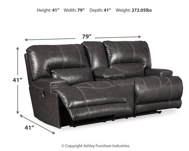 McCaskill Power Reclining Sofa and Loveseat U60900U6 Black/Gray Contemporary Motion Upholstery Package By Ashley - sofafair.com