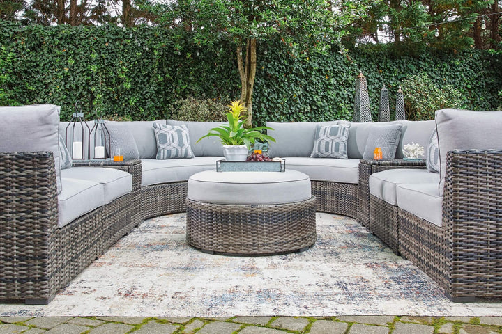Harbor Court 9-Piece Outdoor Sectional with Ottoman P459P1 Black/Gray Casual Outdoor Package By Ashley - sofafair.com