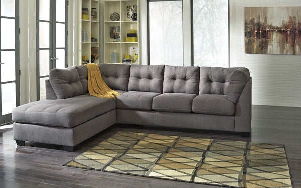 Maier 2-Piece Sectional with Chaise 45220S1 Black/Gray Contemporary Stationary Sectionals By AFI - sofafair.com