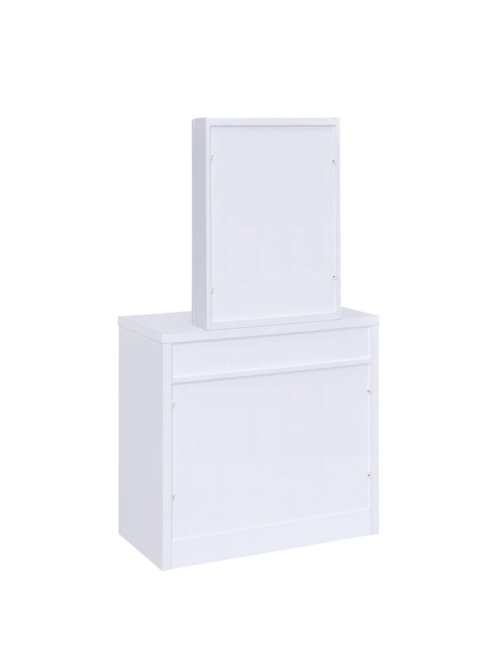 Contemporary white vanity and upholstered stool set 300290 White Contemporary Vanity1 By coaster - sofafair.com