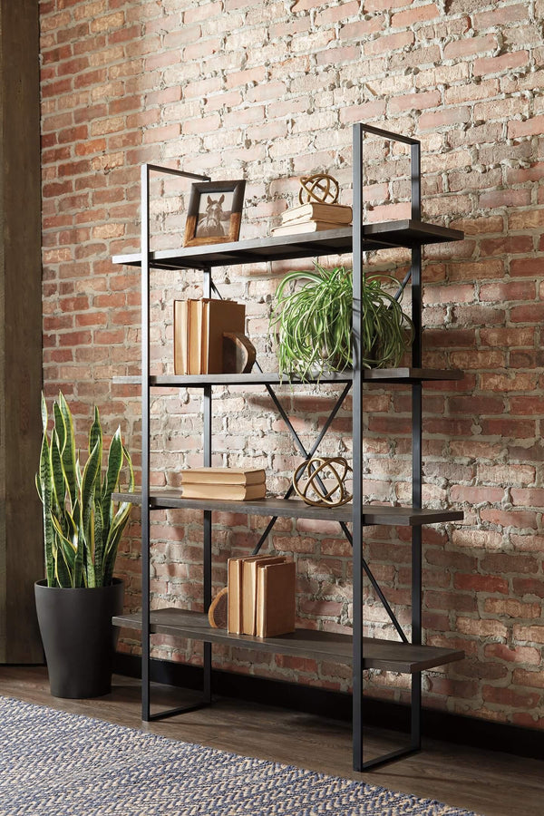 Gilesgrove Bookcase A4000017 Black/Gray Contemporary Multi-Room Storage By Ashley - sofafair.com