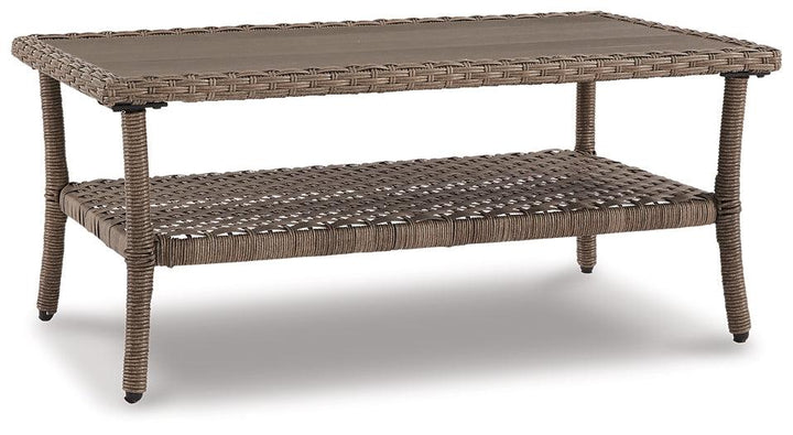 Clear Ridge Coffee Table P361-701 Brown/Beige Contemporary Outdoor Cocktail Table By Ashley - sofafair.com