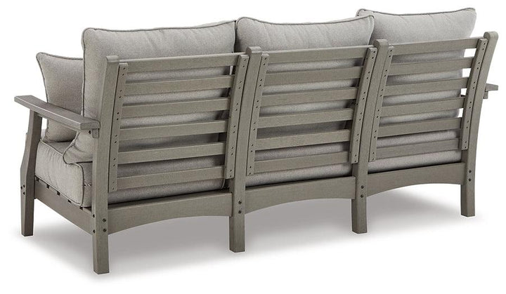 P802-838 Black/Gray Contemporary Visola Outdoor Sofa with Cushion By Ashley - sofafair.com