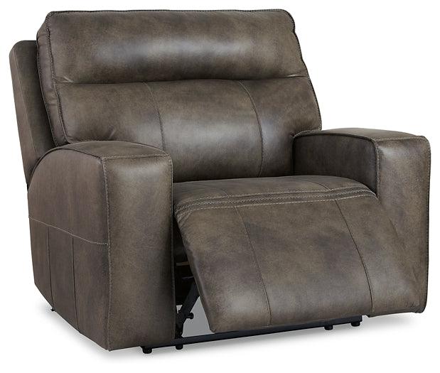 Game Plan Oversized Power Recliner U1520582 Black/Gray Contemporary Motion Upholstery By Ashley - sofafair.com