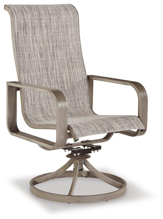 Beach Front Sling Swivel Chair (Set of 2) P323-603A Brown/Beige Contemporary Outdoor Dining Chair By Ashley - sofafair.com