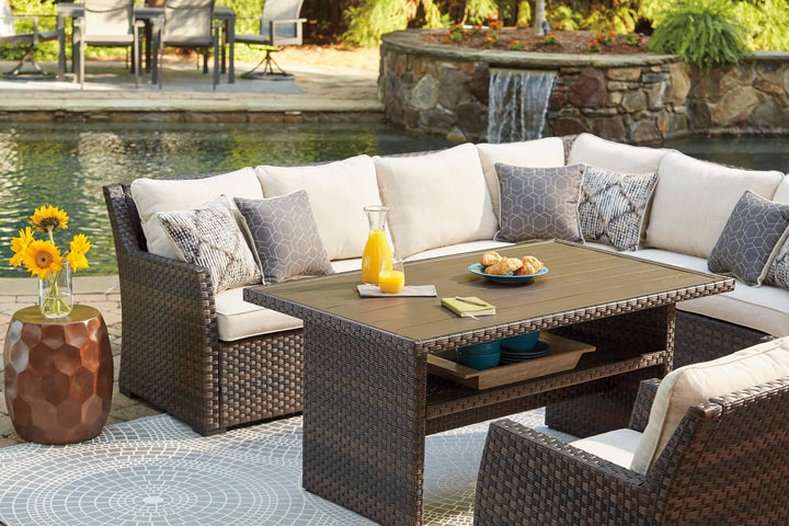 Easy Isle 3-Piece Sofa Sectional/Chair with Cushion P455-822 Black/Gray Contemporary Outdoor Chat Sets By Ashley - sofafair.com