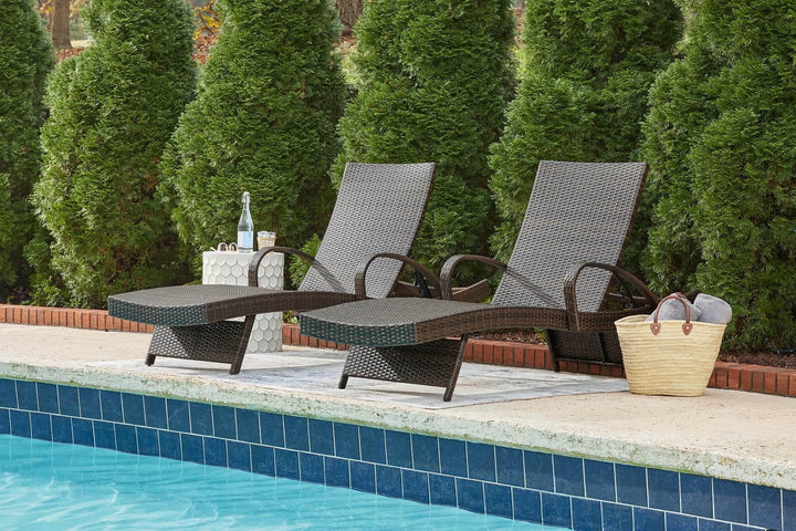 Kantana Chaise Lounge (set of 2) P283-815 Brown/Beige Casual Outdoor Chaise-Lounge By Ashley - sofafair.com