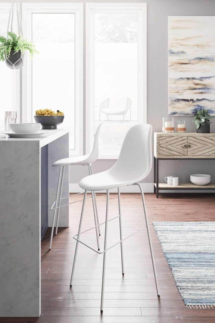 Forestead Bar Height Bar Stool (Set of 2) D130-230X2 White Contemporary Barstool By Ashley - sofafair.com