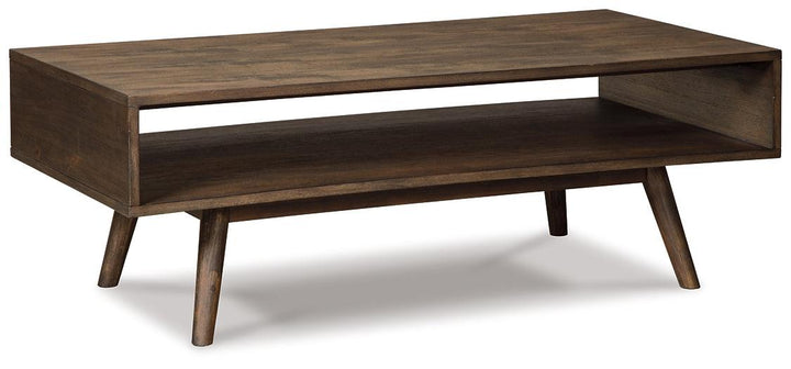 Kisper Coffee Table T802-1 Brown/Beige Contemporary Cocktail Table By Ashley - sofafair.com