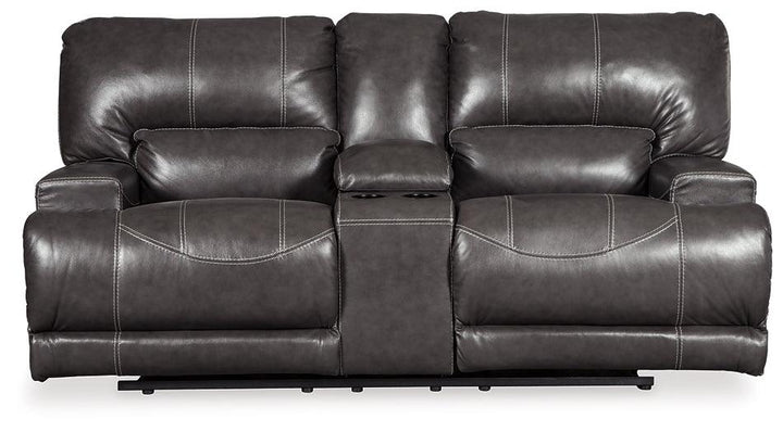 McCaskill Reclining Loveseat with Console U6090094 Black/Gray Contemporary Motion Sectionals By Ashley - sofafair.com