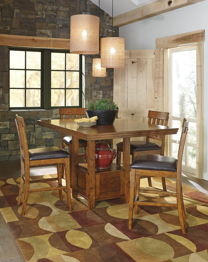 Ralene Counter Height Dining Table and 4 Barstools D594D1 Brown/Beige Casual Dining Package By Ashley - sofafair.com