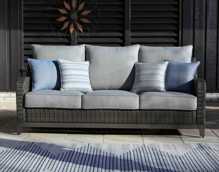 P518-838 Black/Gray Casual Elite Park Outdoor Sofa with Cushion By Ashley - sofafair.com