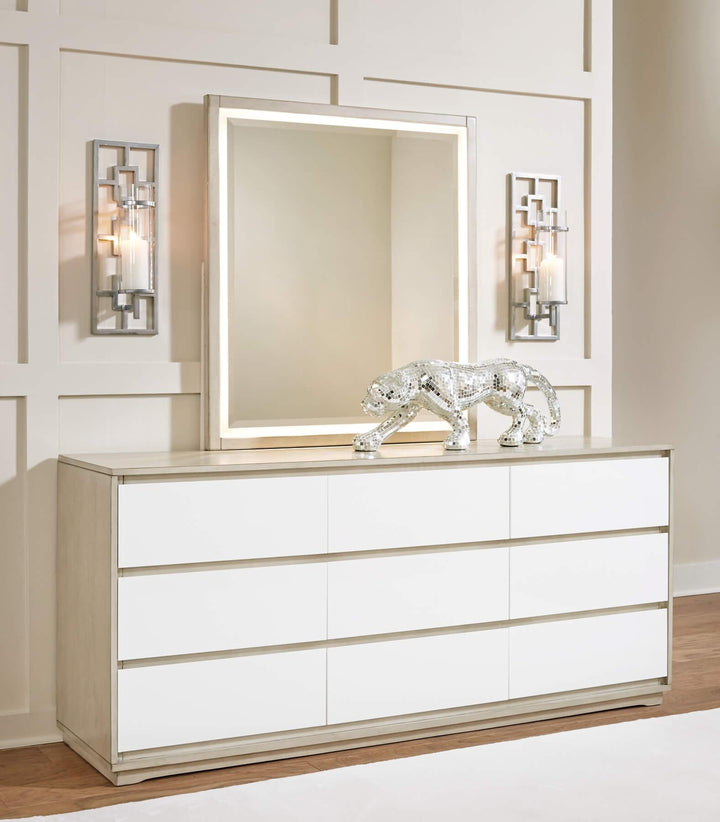 B950B1 White Contemporary Wendora Dresser and Mirror By Ashley - sofafair.com