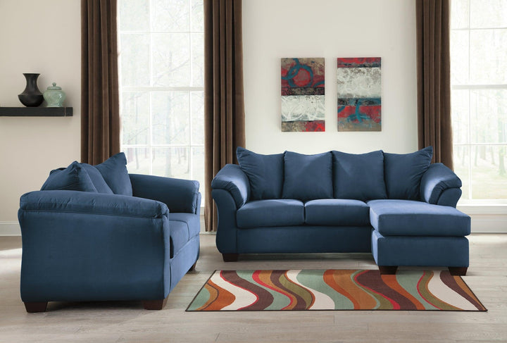Darcy Sofa Chaise and Loveseat 75007U3 Blue Contemporary Stationary Upholstery Package By AFI - sofafair.com