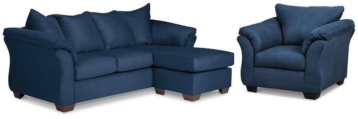 Darcy Sofa Chaise with Chair 75007U2 Blue Contemporary Stationary Upholstery Package By AFI - sofafair.com