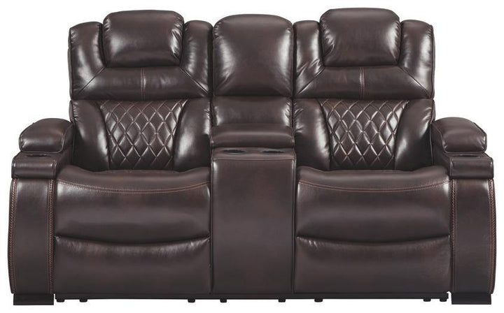 Warnerton Power Reclining Loveseat with Console 7540718 Chocolate Contemporary Motion Upholstery By AFI - sofafair.com