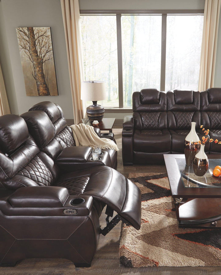 Warnerton Power Reclining Loveseat with Console 7540718 Chocolate Contemporary Motion Upholstery By AFI - sofafair.com