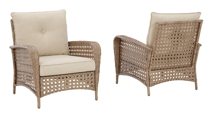 Braylee Lounge Chair with Cushion (Set of 2) P345-820 Brown/Beige Casual Outdoor Seating By Ashley - sofafair.com