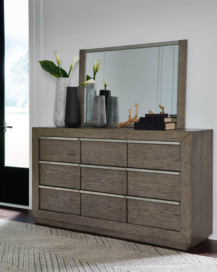 B970B1 Black/Gray Contemporary Anibecca Dresser and Mirror By Ashley - sofafair.com