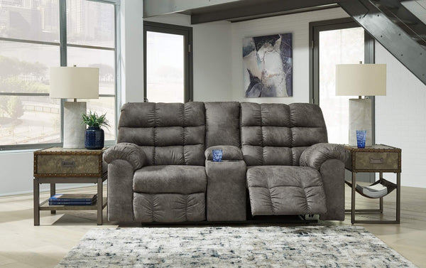 Derwin Reclining Loveseat with Console 2840294 Black/Gray Contemporary Motion Upholstery By Ashley - sofafair.com