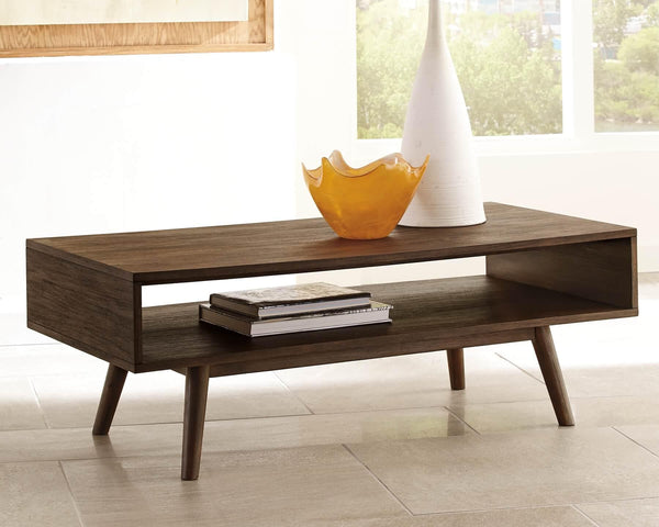 Kisper Coffee Table T802-1 Brown/Beige Contemporary Cocktail Table By Ashley - sofafair.com