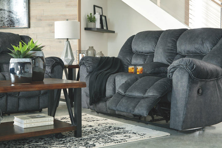 Capehorn Reclining Loveseat with Console 7690294 Granite Contemporary Motion Upholstery By AFI - sofafair.com