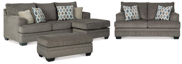 Dorsten Sofa Chaise, Loveseat, and Ottoman 77204U5 Slate Contemporary Stationary Upholstery Package By AFI - sofafair.com