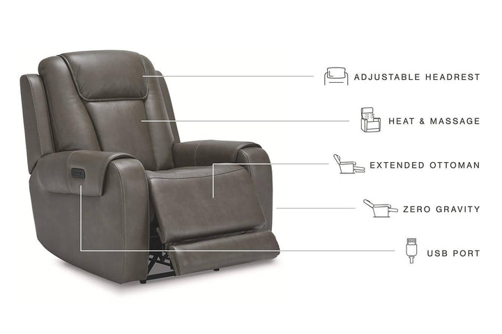 Card Player Power Recliner 1180813 Black/Gray Contemporary Motion Upholstery By AFI - sofafair.com