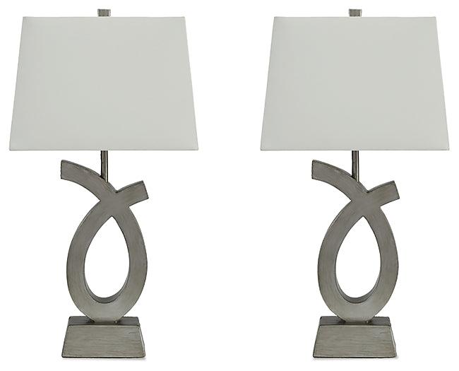 Amayeta Table Lamp (Set of 2) L243134 Metallic Contemporary Table Lamp Pair By Ashley - sofafair.com