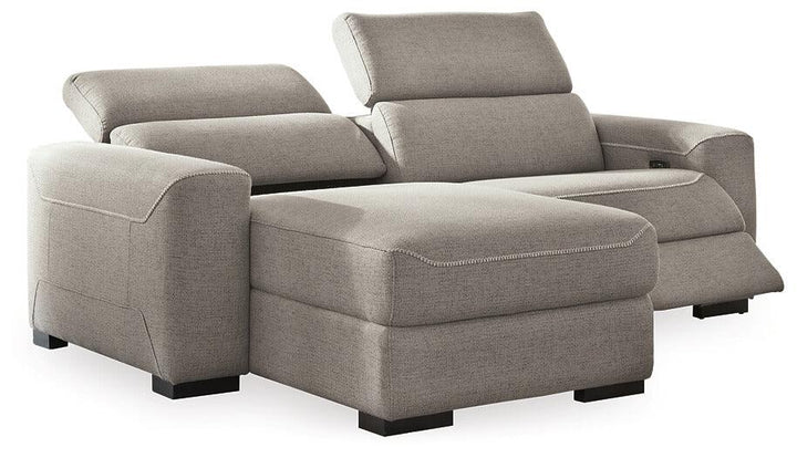 Mabton 2-Piece Power Reclining Sectional with Chaise 77005S4 Black/Gray Contemporary Motion Sectionals By AFI - sofafair.com