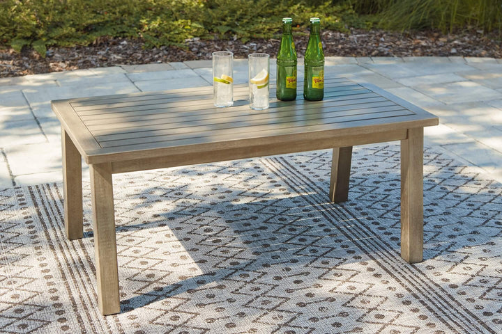 Barn Cove Outdoor Coffee Table P342-701 Brown/Beige Casual Outdoor Cocktail Table By Ashley - sofafair.com