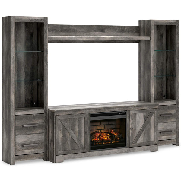 W440W8 Black/Gray Casual Wynnlow 4-Piece Entertainment Center with Electric Fireplace By AFI - sofafair.com