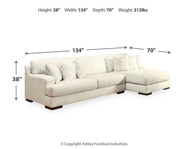 Zada 2-Piece Sectional with Chaise 52204S3 White Contemporary Stationary Sectionals By AFI - sofafair.com