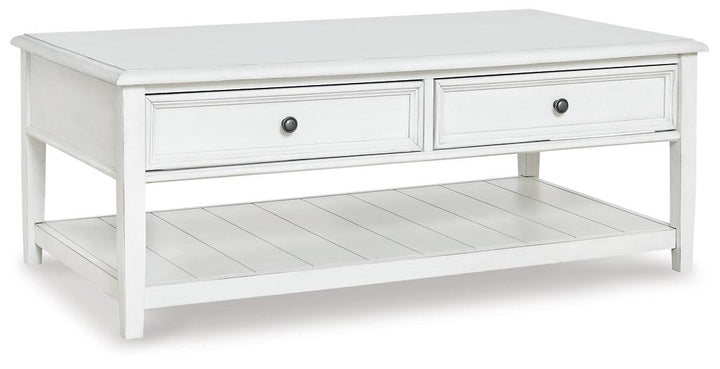 Kanwyn Coffee Table T937-1 White Contemporary Cocktail Table By Ashley - sofafair.com