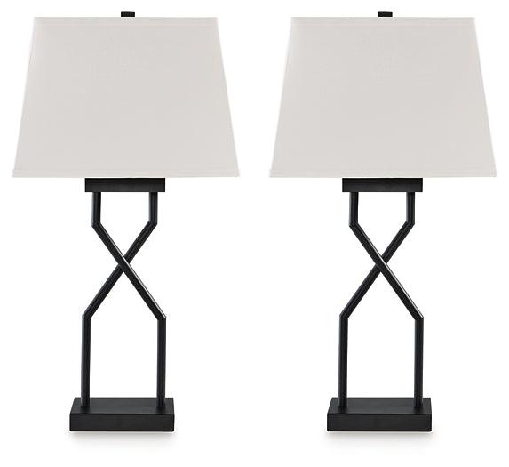 L204514 Black/Gray Contemporary Brookthrone Table Lamp (Set of 2) By Ashley - sofafair.com