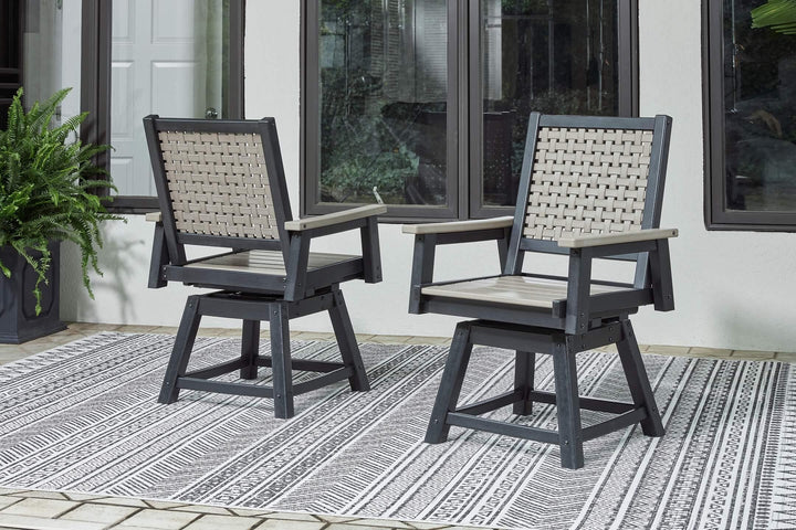 Mount Valley Swivel Chair (Set of 2) P384-604A Black/Gray Contemporary Outdoor Dining Chair By Ashley - sofafair.com