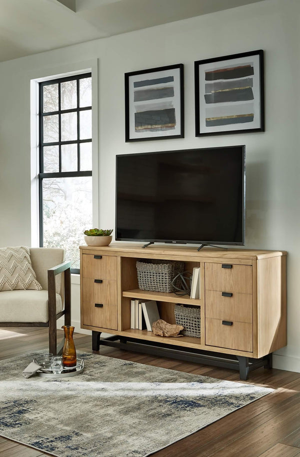 W761-68 Black/Gray Contemporary Freslowe Large TV Stand By Ashley - sofafair.com