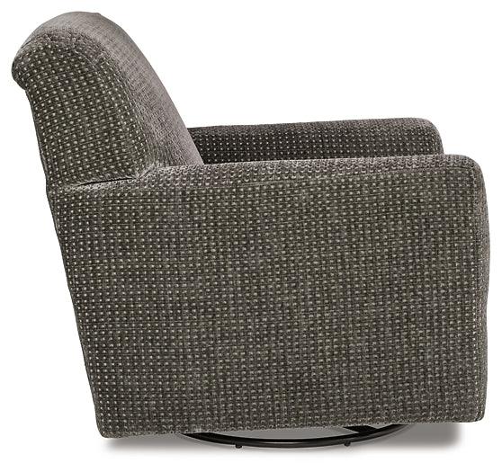 Herstow Swivel Glider Accent Chair A3000366 Black/Gray Contemporary Motion Upholstery By Ashley - sofafair.com