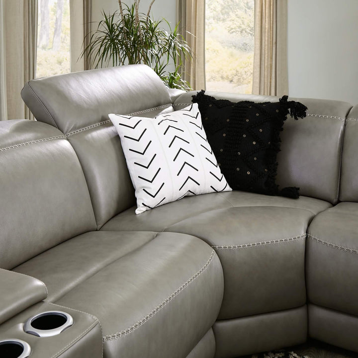 Correze 6-Piece Power Reclining Sectional with Chaise U94202S5 Black/Gray Contemporary Motion Sectionals By Ashley - sofafair.com