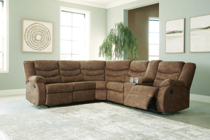 Partymate 2-Piece Reclining Sectional 36902S1 Brown/Beige Contemporary Motion Sectionals By Ashley - sofafair.com